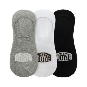 HEYDUDE No Show Sock 3 Pack ÿ Multi Grey/White/Black
